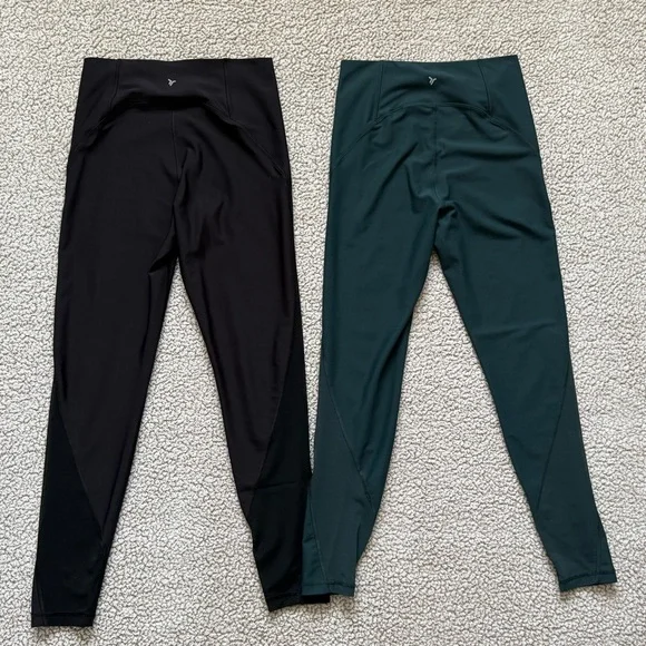 ✝️ Old Navy | Black & Hunter Green Mesh Panel Leggings - Picture 4 of 11